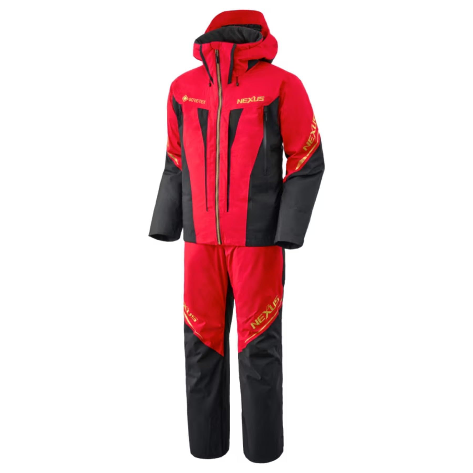 シマノ　ネクサス　 レインスーツ　ゴアテックス　レッド　RBー113V XL Amazon | [シマノ] ネクサス ゴアテックス テクノレイヤードスーツ RT